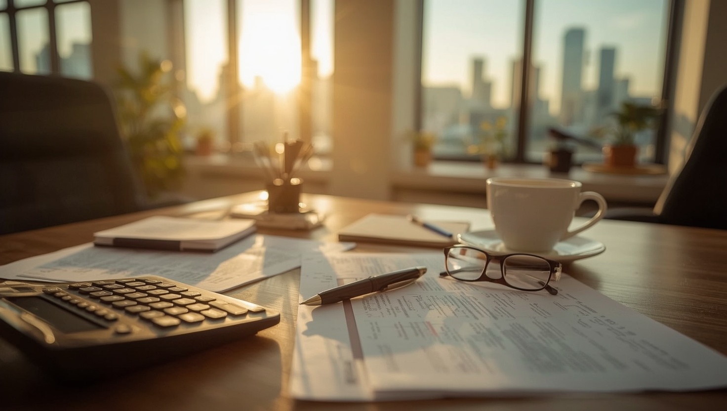 Taschenrechner und Unterlagen – GmbH Schulden